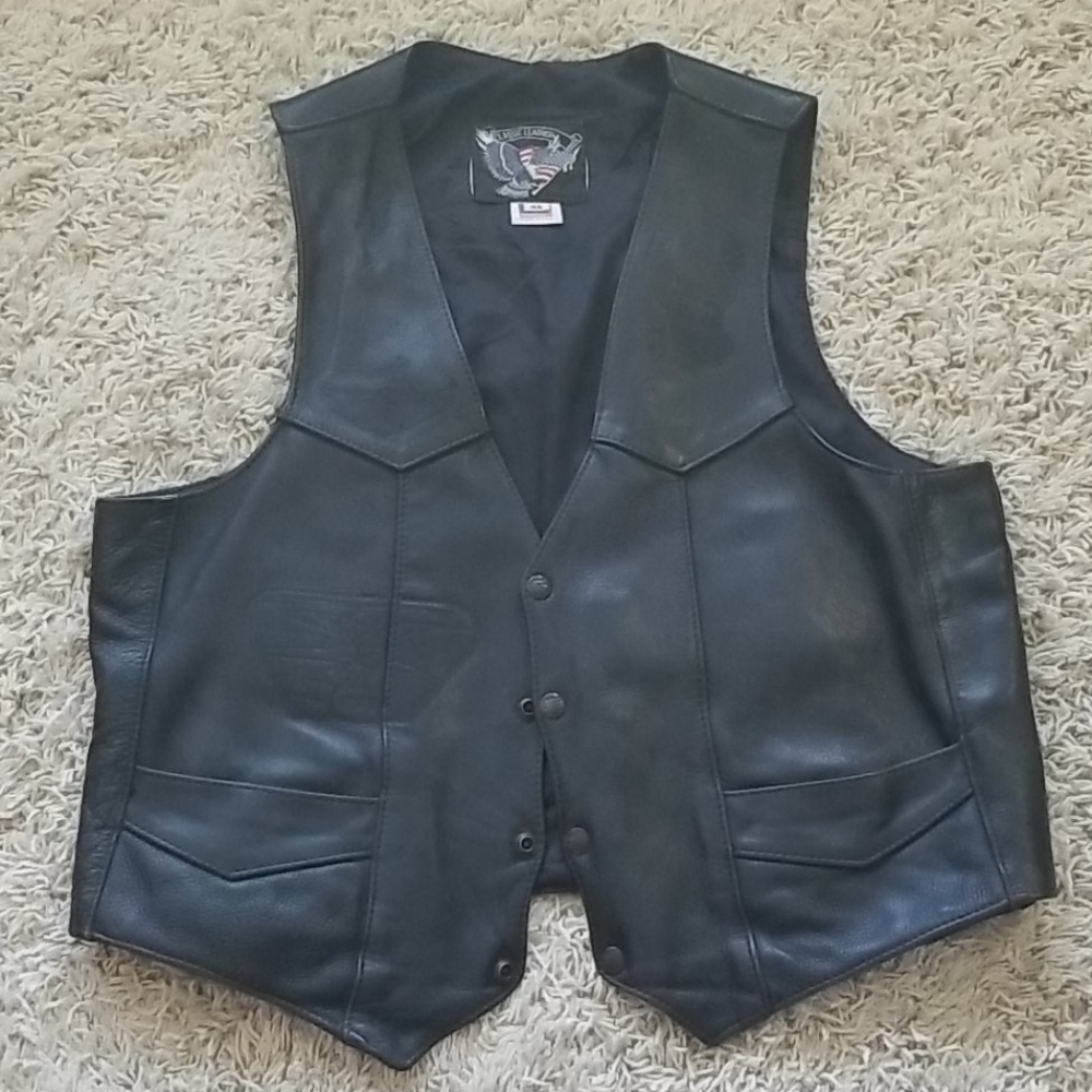 Leather motorcycle vest